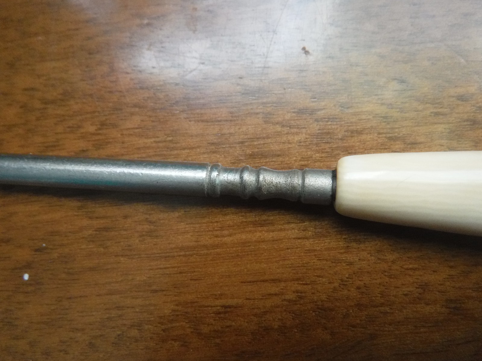 Victorian Style Vintage Shoe Button Hook Celluloid Ivory Handle 6 1/4” Long~