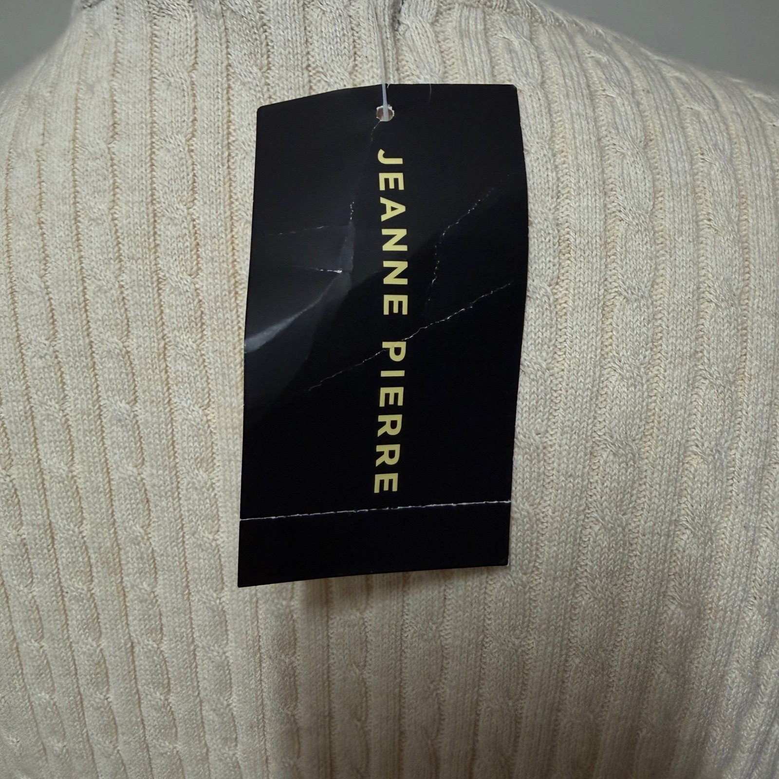 Jeanne Pierre Womens V-Neck Cable Knit Cotton Sweater Cream 5101F10 L