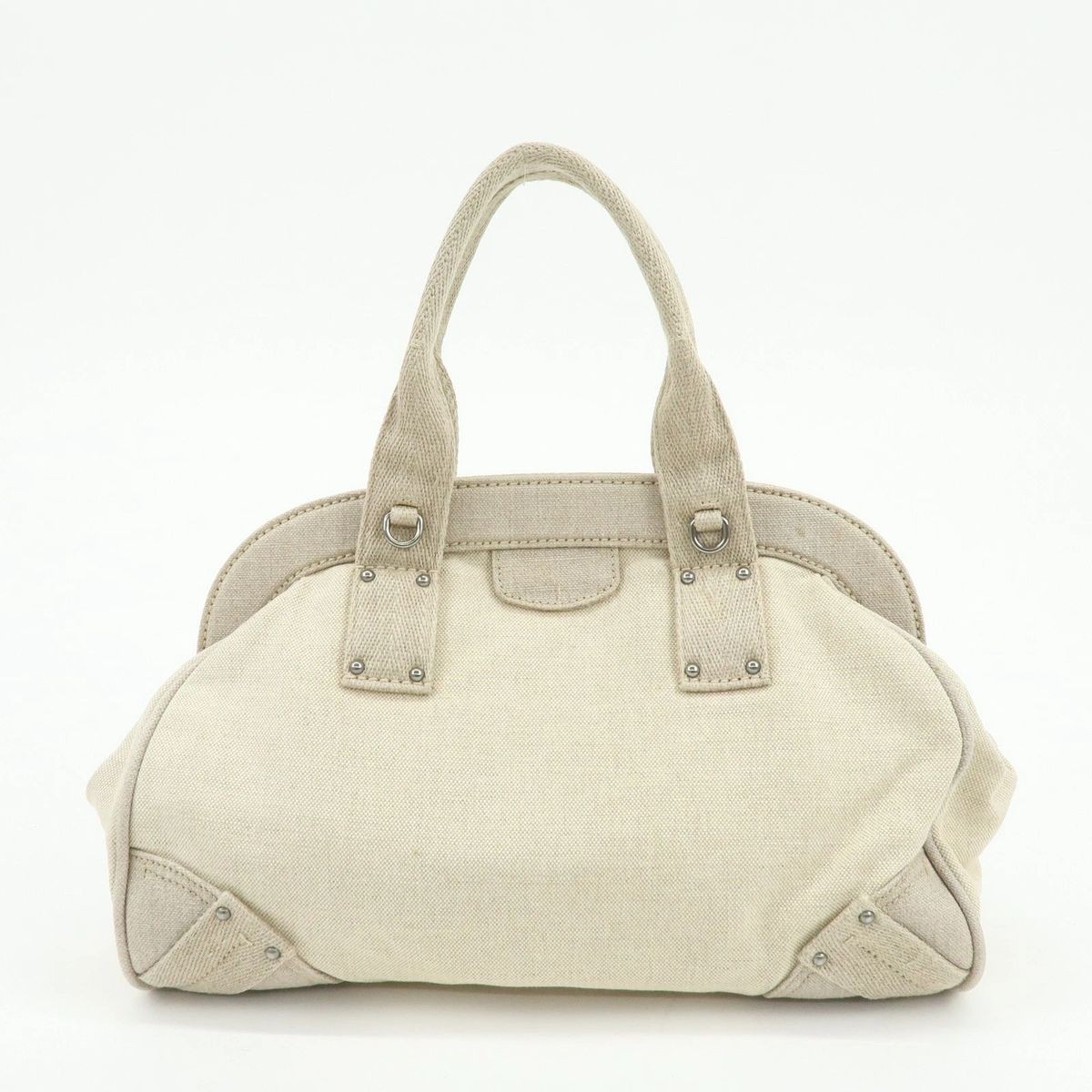 PRADA Mistolino Boston Bag Hand Bag Natural BN1886 Authentic Used