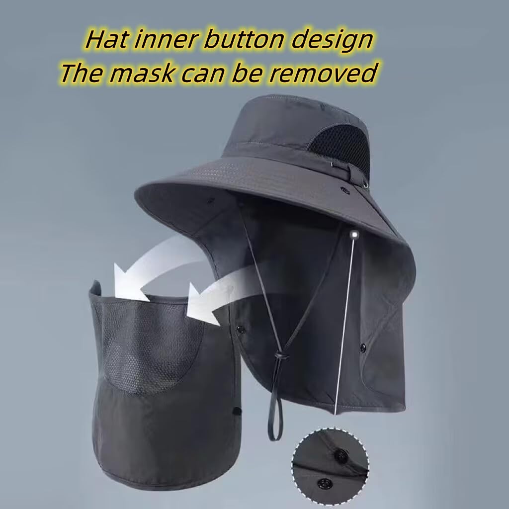 Sun Protection Hat with Face Cover & Neck Flap Unisex Hiking, Climbing, Fishing
