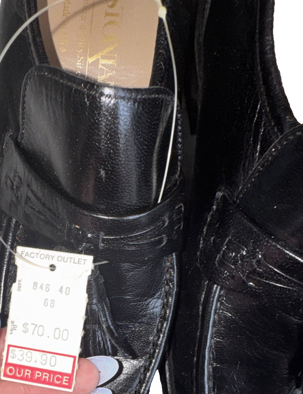 Bostonian Cements Black Leather Tassel Loafer Slip-On Square Toe Men’s 7M
