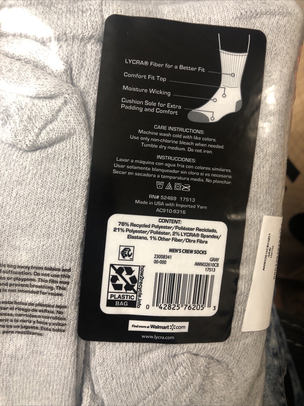 Athletic Works Men’s Crew Socks 12-Pack | Cushioned, Recycled, Moisture-Wick