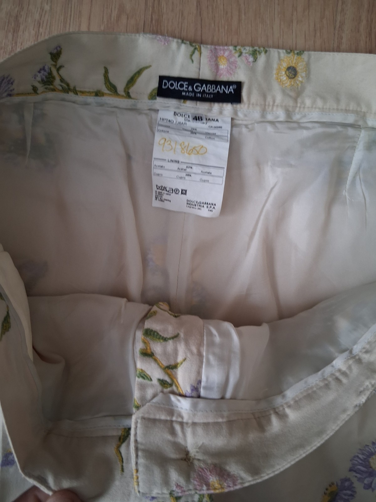 Dolce & Gabbana Women’s Floral Embroidered Beige Straight Leg Lined Pants