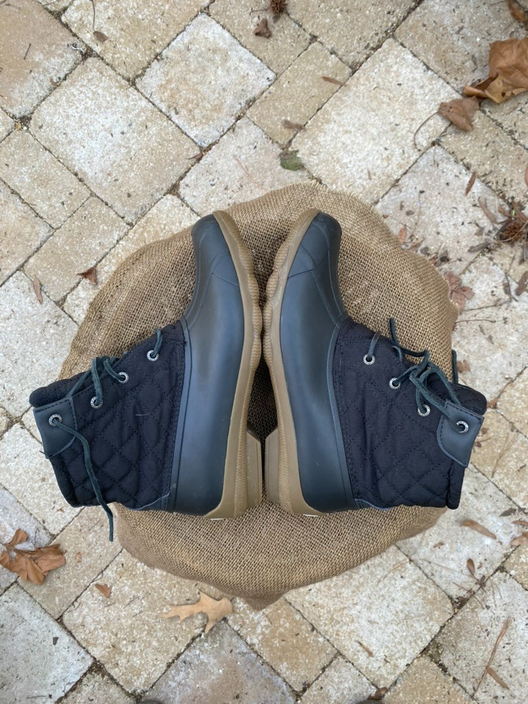 Black Sperry Quilted Nylon Rubber Duck Boots | Rain Snow | Muck – (Women’s 9)