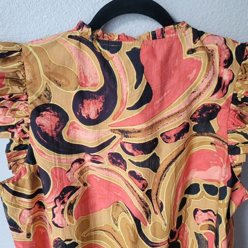 Cleobella NWT Maritza Ruffle Sleeve Blouse Size Medium In Osaria Print