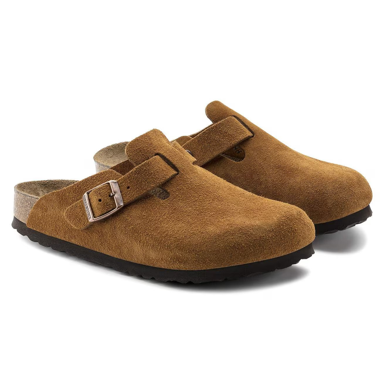 Birkenstock Boston Soft Footbed Suede Leather Clog Shoes Taupe/Black/Mocha/Mink