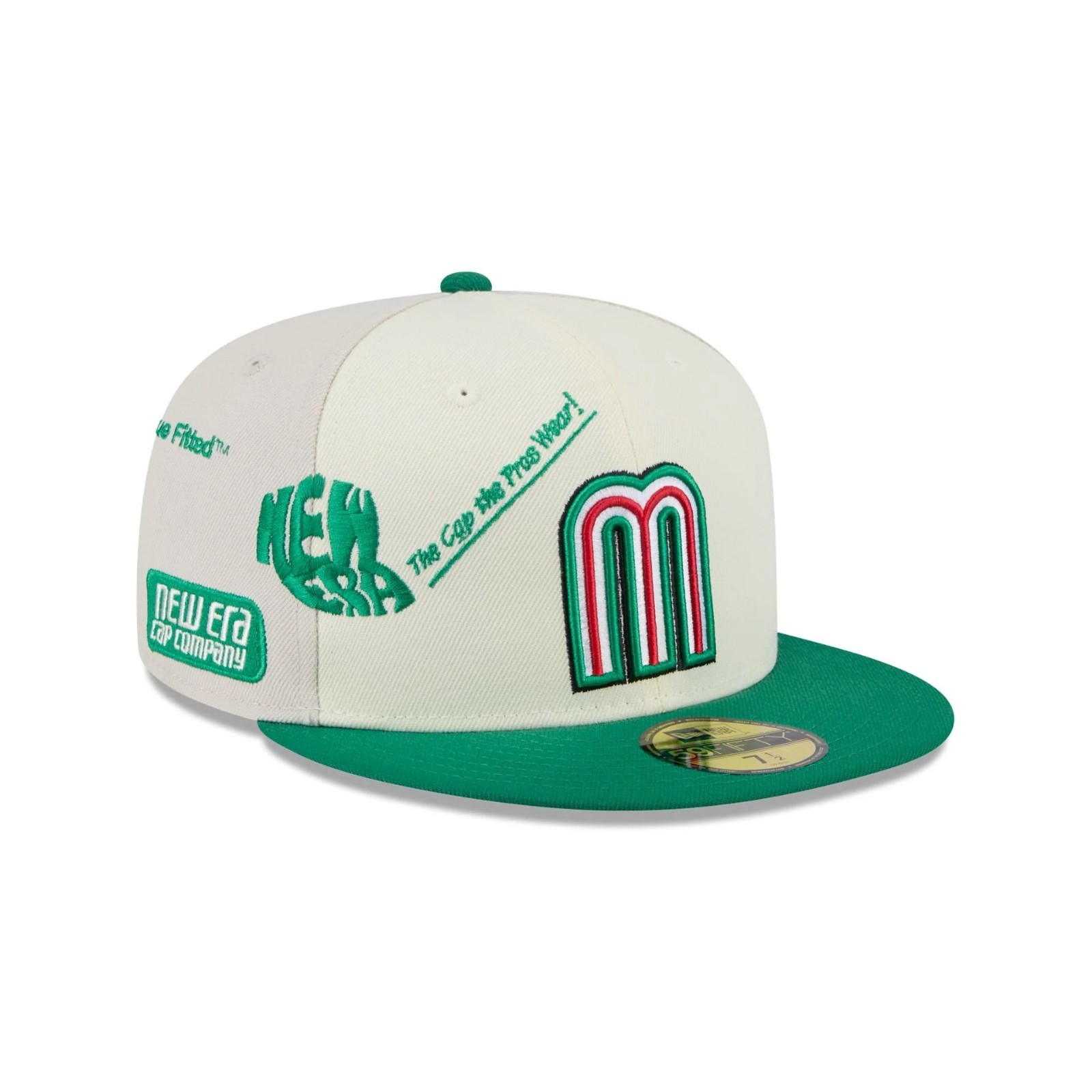 New Era 59Fifty Mexico Baseball Anniversary Logos Stone Red Under – NWT – 7 3/8