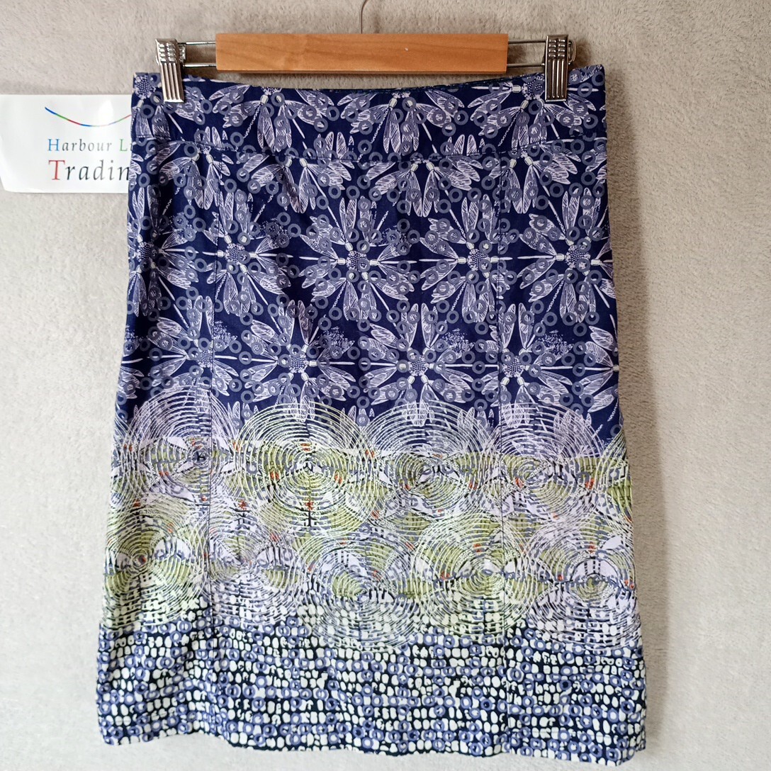 White Stuff Skirt Womens Cotton Lined UK 8 Green Purple Floral Lined