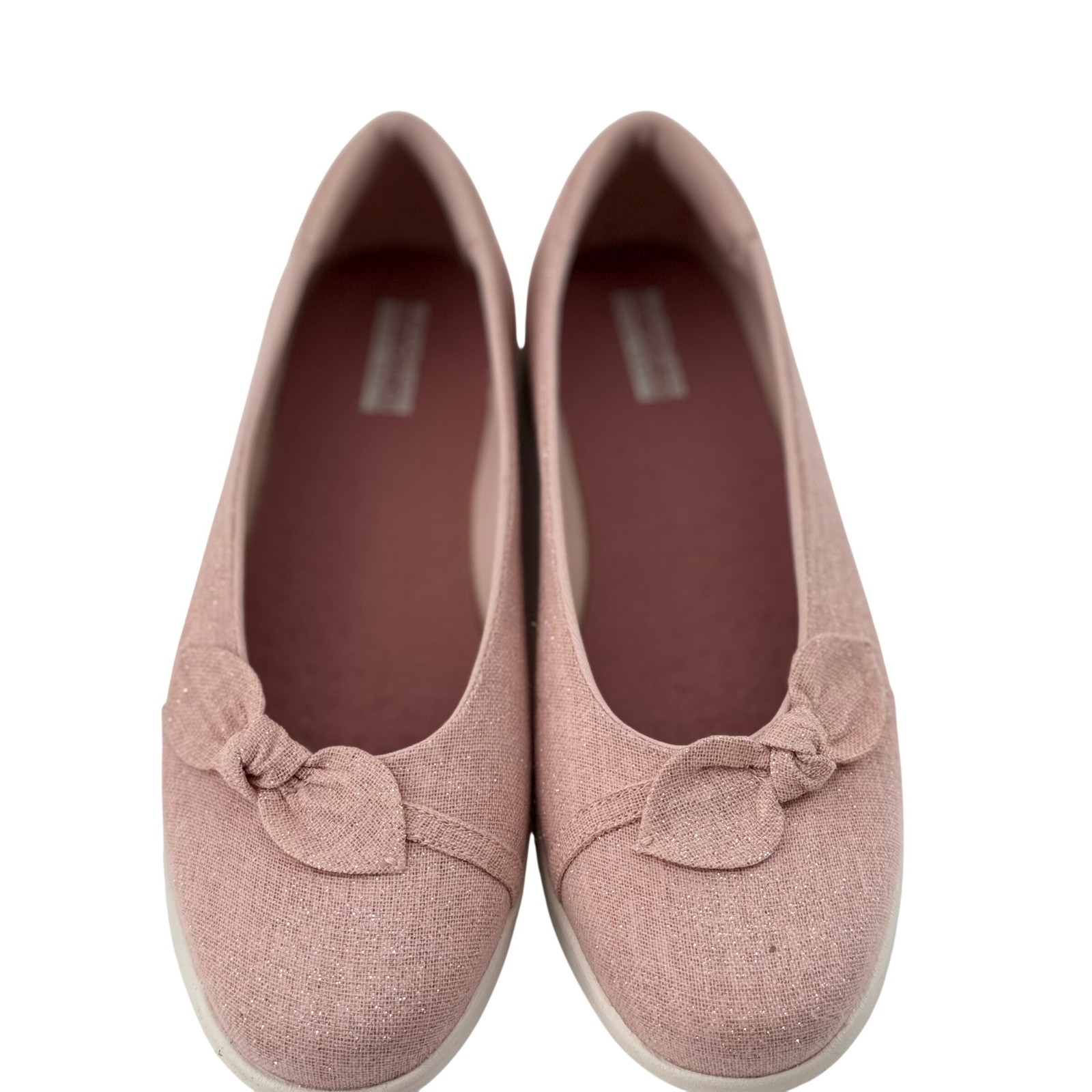 Skechers 7 On The Go Dreamy Slip On Ballet Flats Upscale Afterglow Shimmer Bow