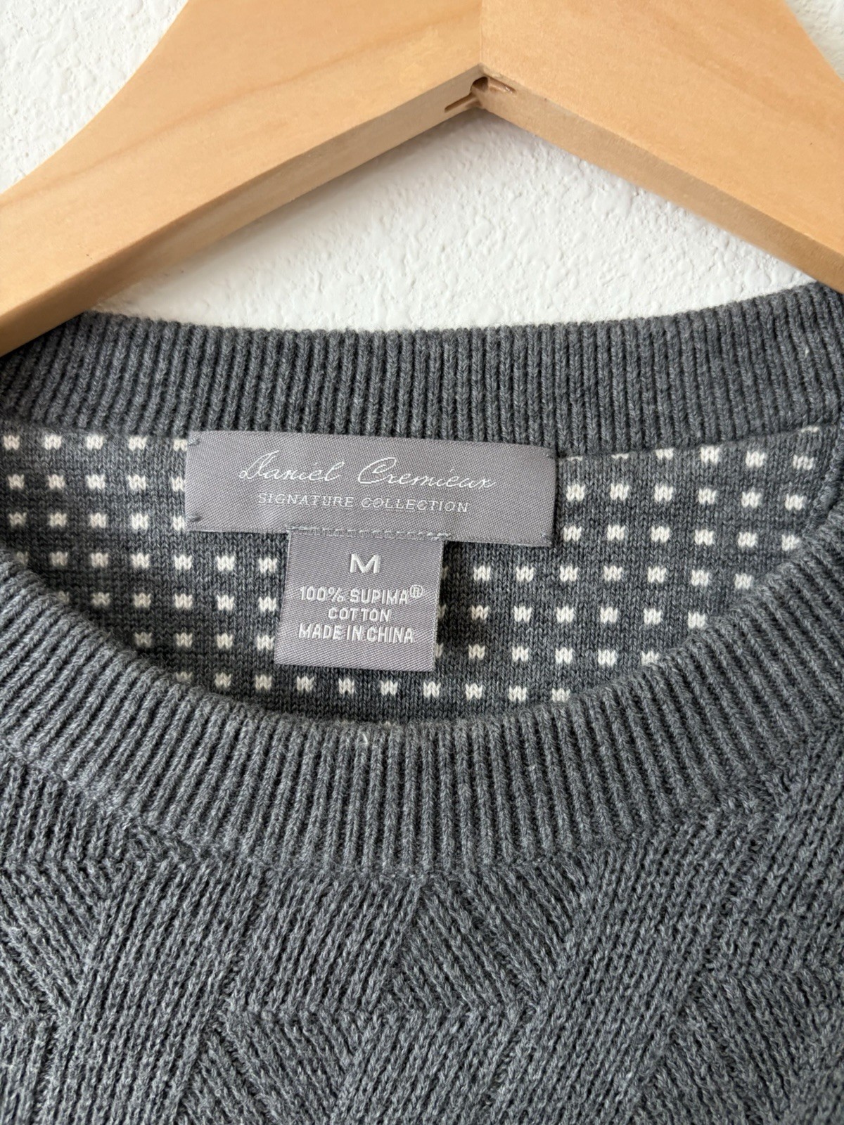 Daniel Cremieux Men’s M Gray Cable-Knit Crew Neck Cotton Ribbed Sweater