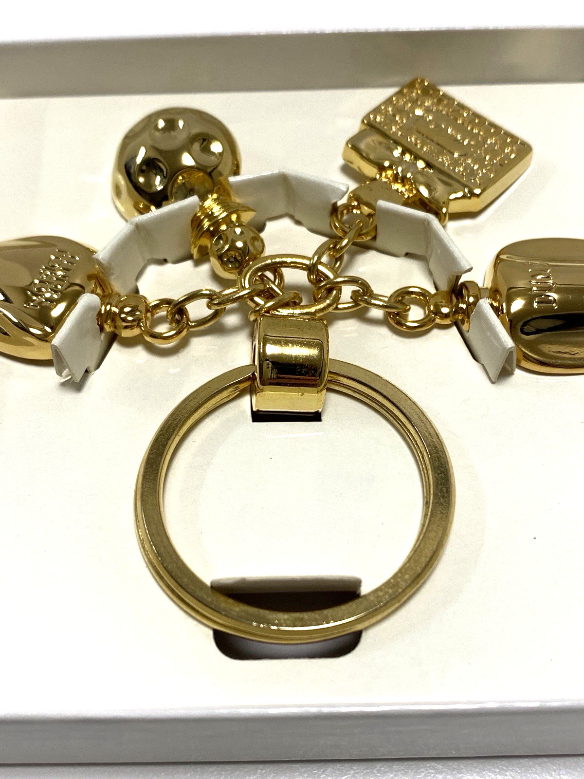 Dior novelty key chain bag charm key holder gold color brand near mint condition