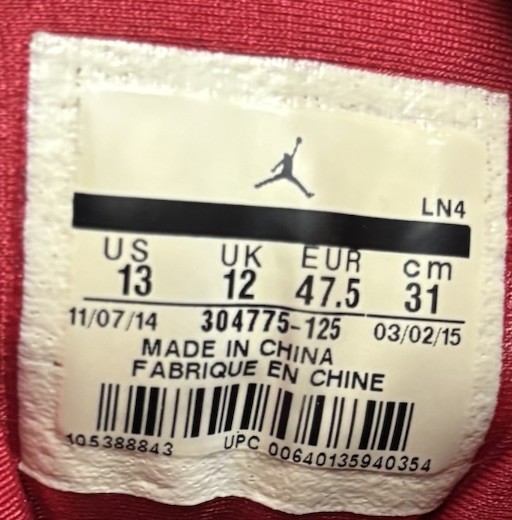 2015 Jordan Air Jordan 7 Retro Hare White Light Silver True Red 304775-125 Sz 13