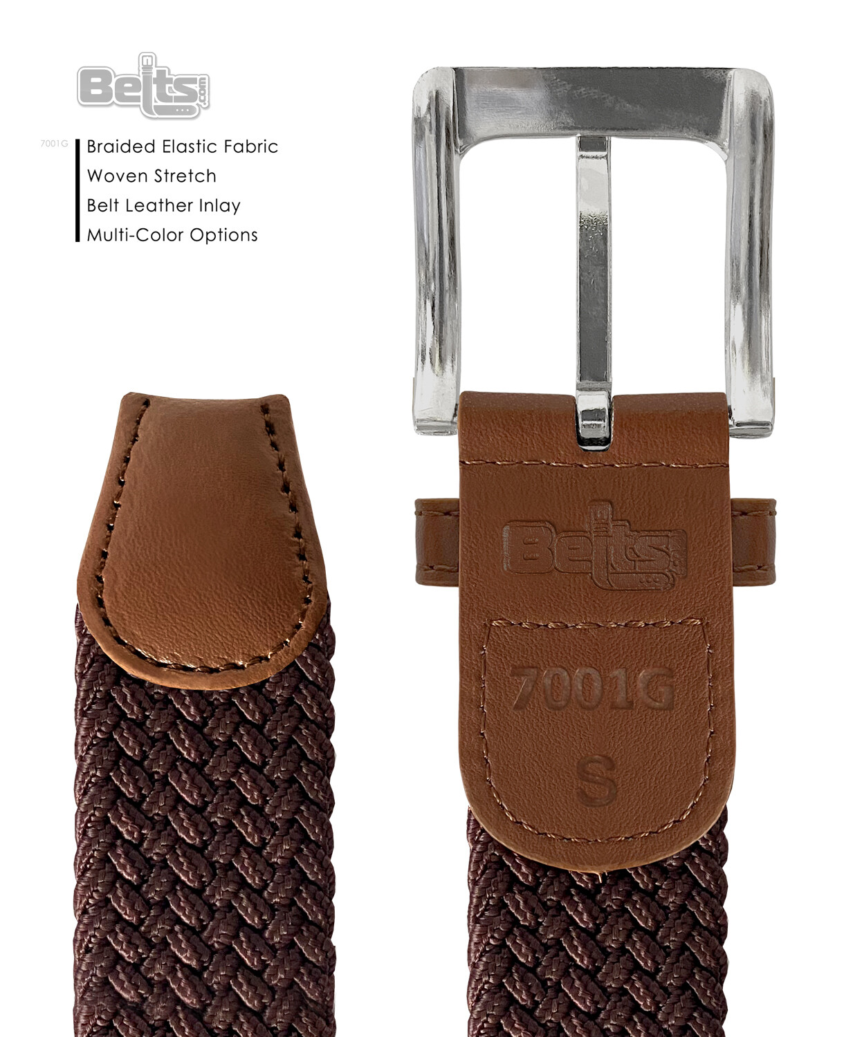 Men’s Stretch Belt Braided Elastic Casual Weave Canvas Fabric Woven Belt 1-3/8″
