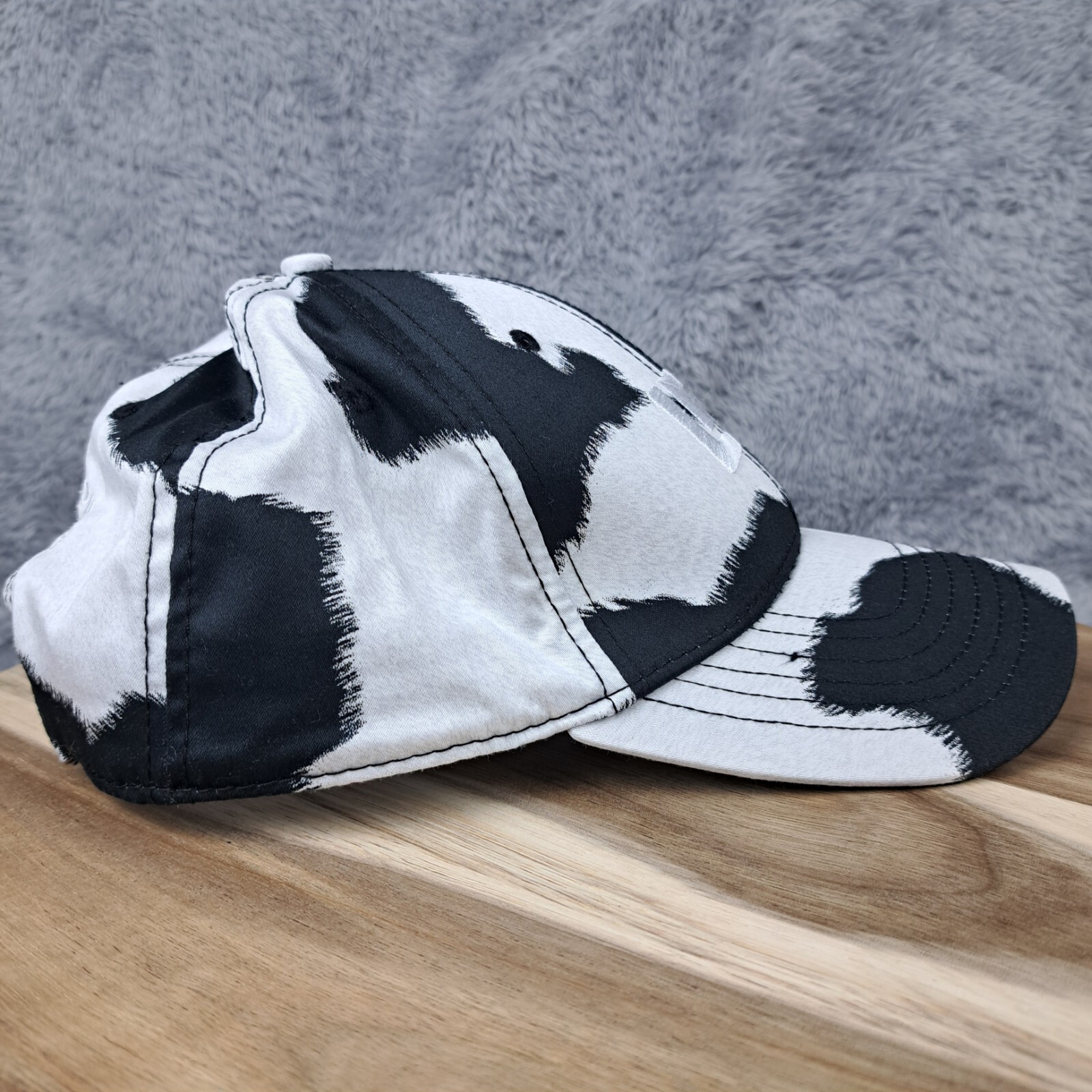 Loudmouth Golf Hat Cap Strap Back Black White All Over Cow Print Golfer Athletic