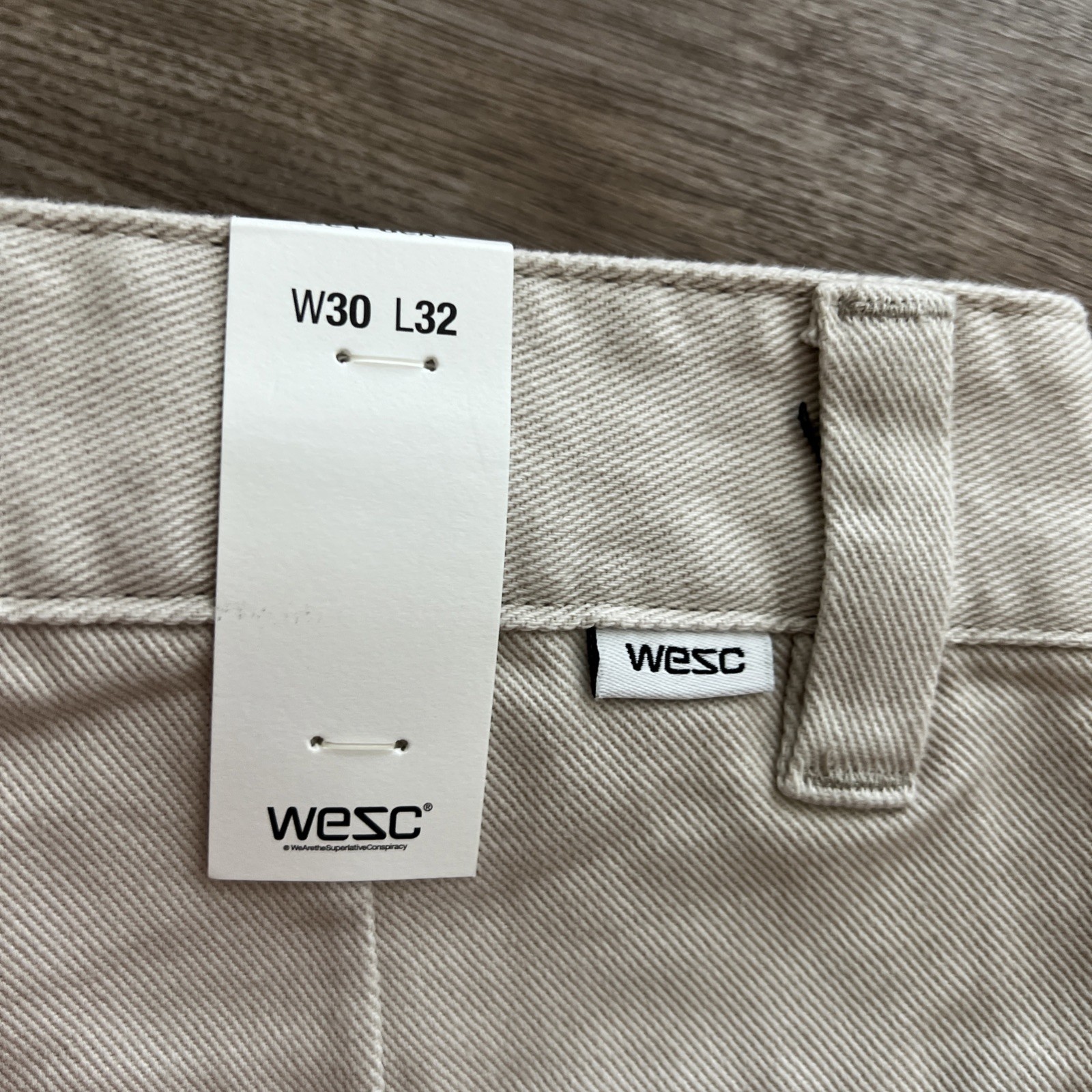 WESC Eddys Chino Pant Mens 30×32 Moon Beam Straight Fit Cotton NWT