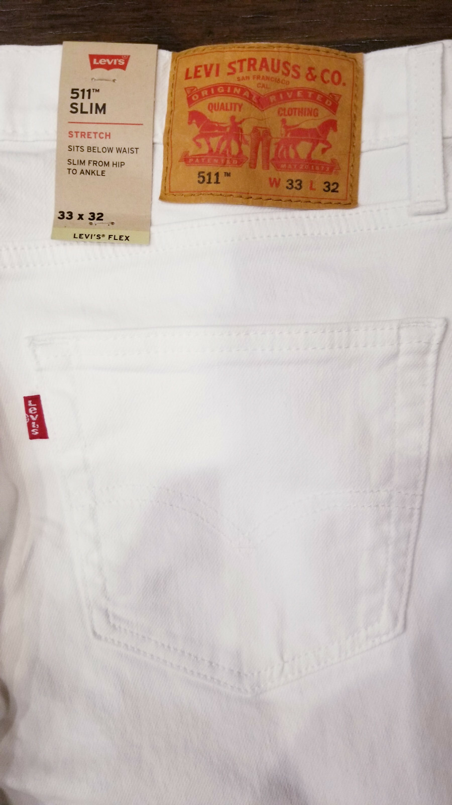 Men’s Levis Flex 511 Slim Stretch Jeans White-30, 31, 32, 33, 34, 36, 38– #1943