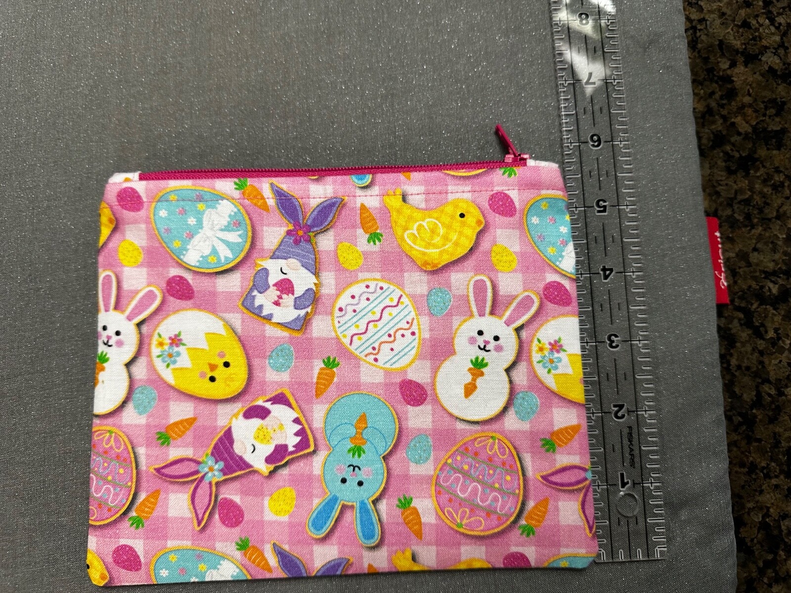Easter Print Zipper Bags Homemade approximately 7”x5.5”