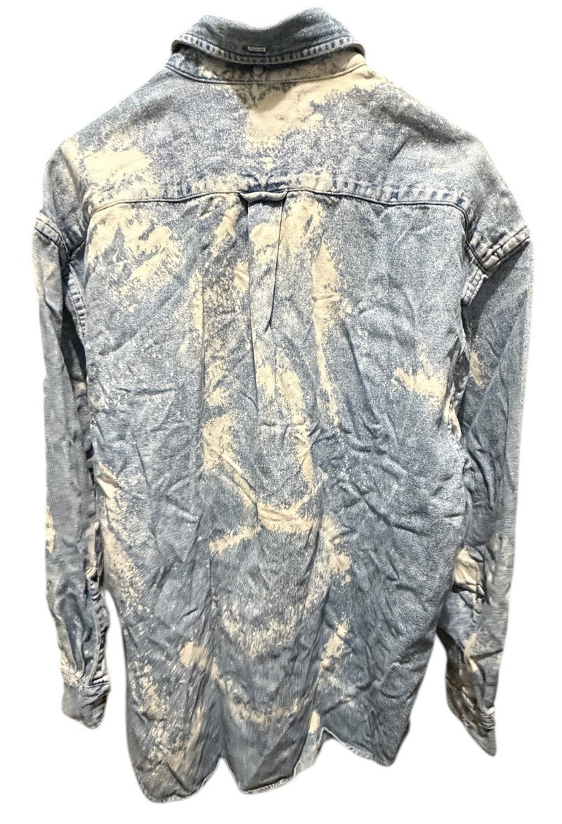 Vintage Norsport Blue Bleached Men’s Denim Shirt Size Large