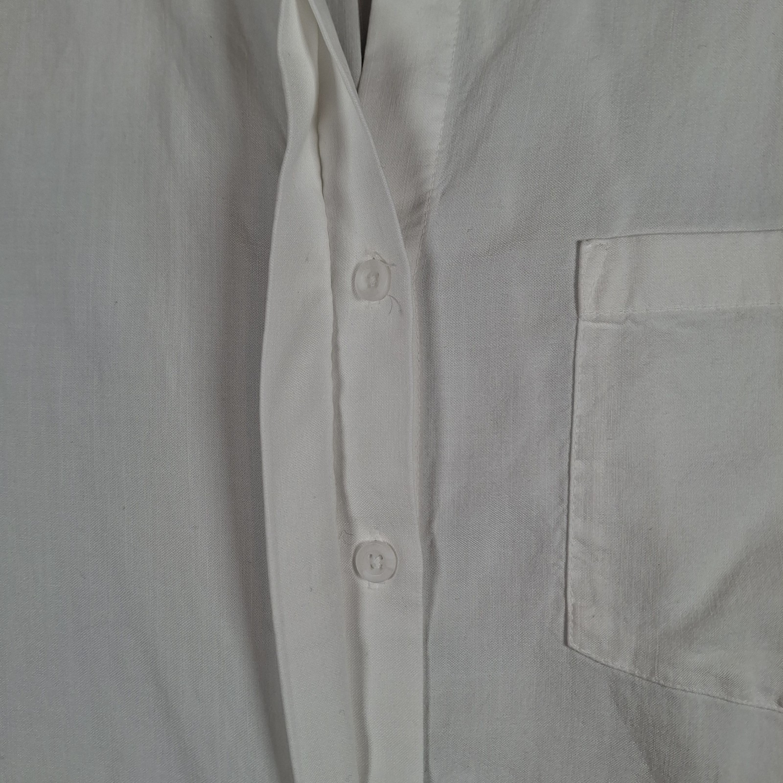 Cloth & Stone Anthropologie Hidden Button Up Blouse XL White Braid Trim Lyocell