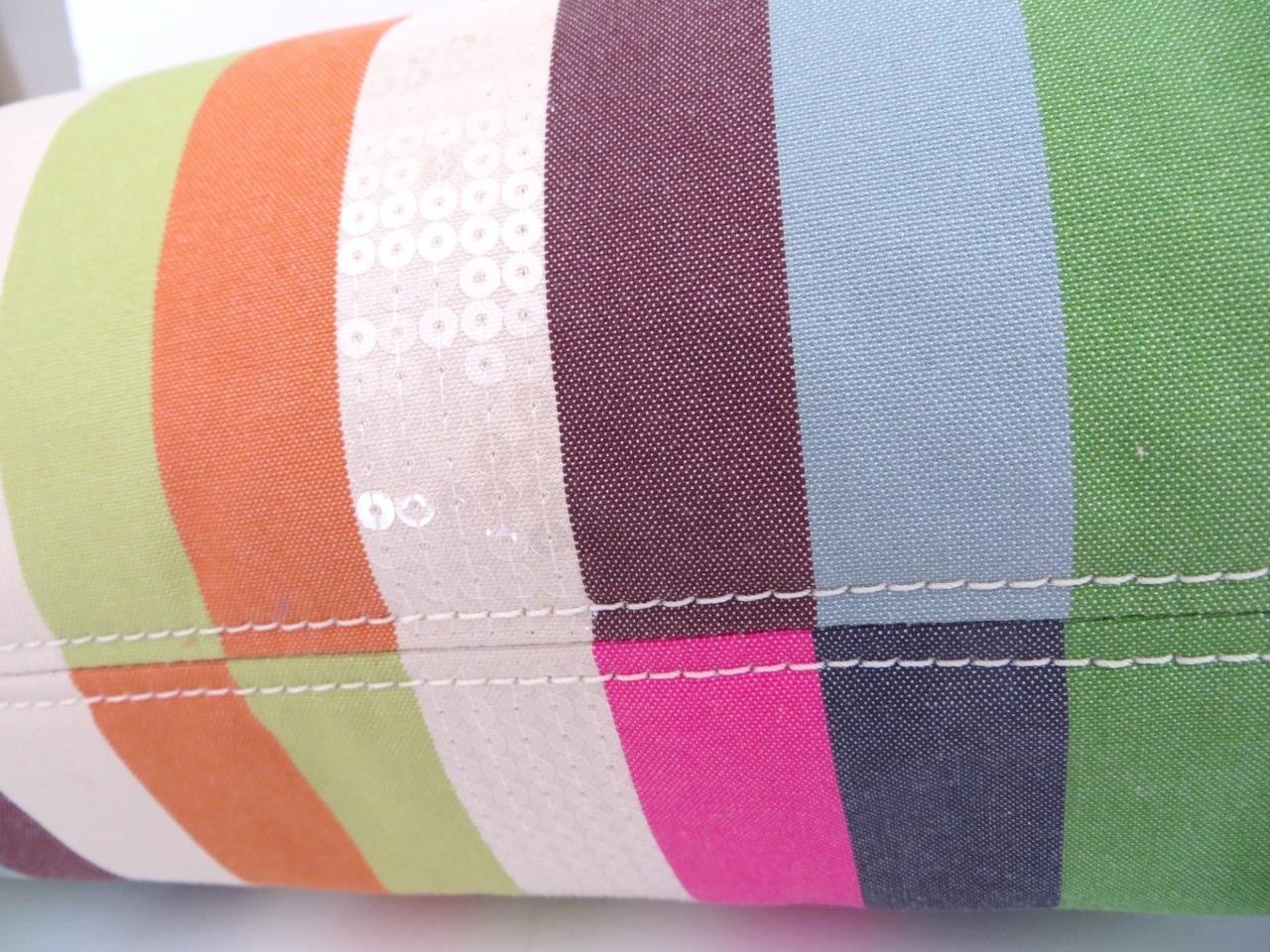 New Coach Legacy Striped Pink Green Blue Sequined Rocker Purse Crossbody RARE!