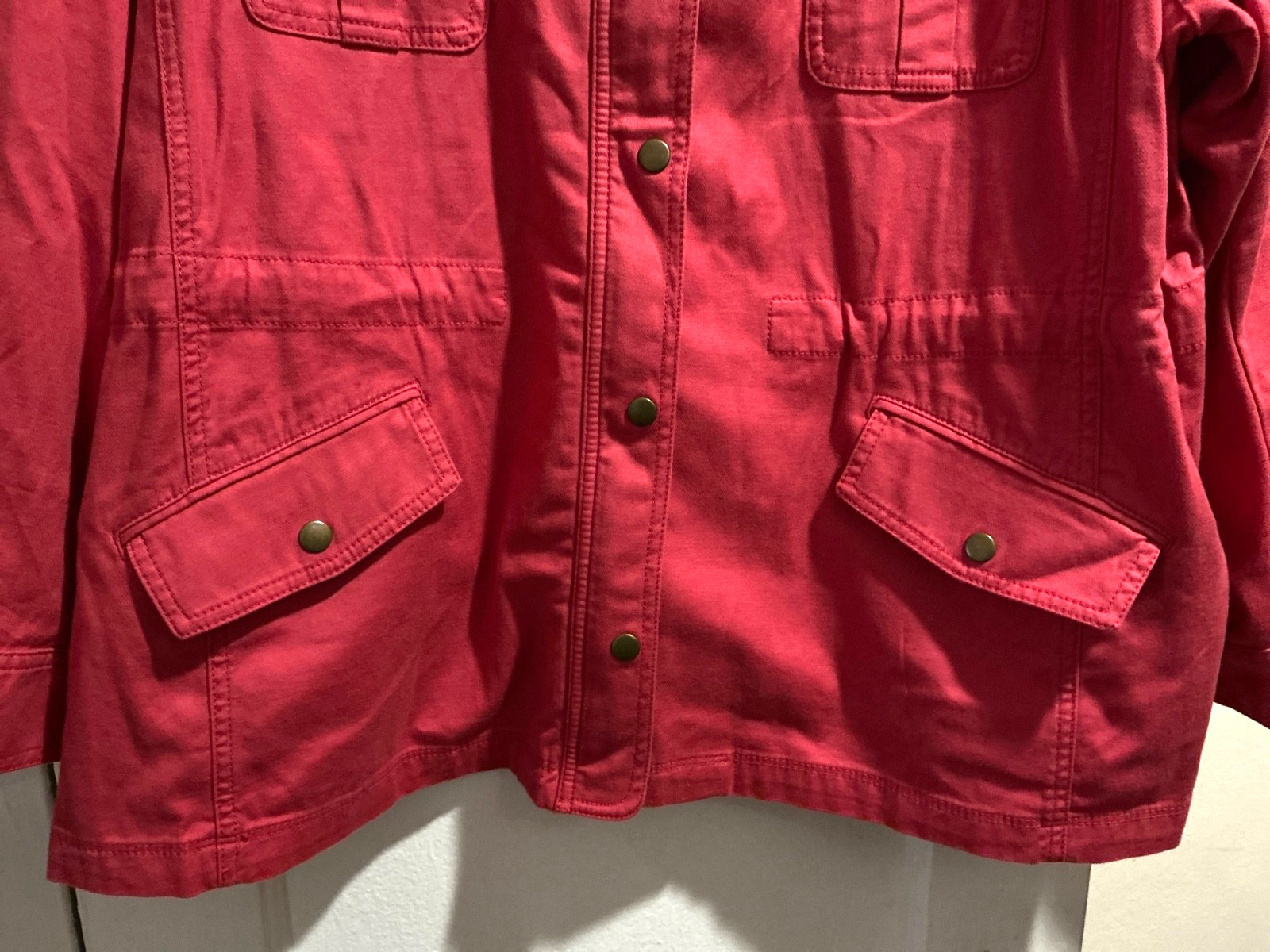 Talbots Plus Cotton Twill Safari Utility Jacket RED SZ‎ 3X PETITES