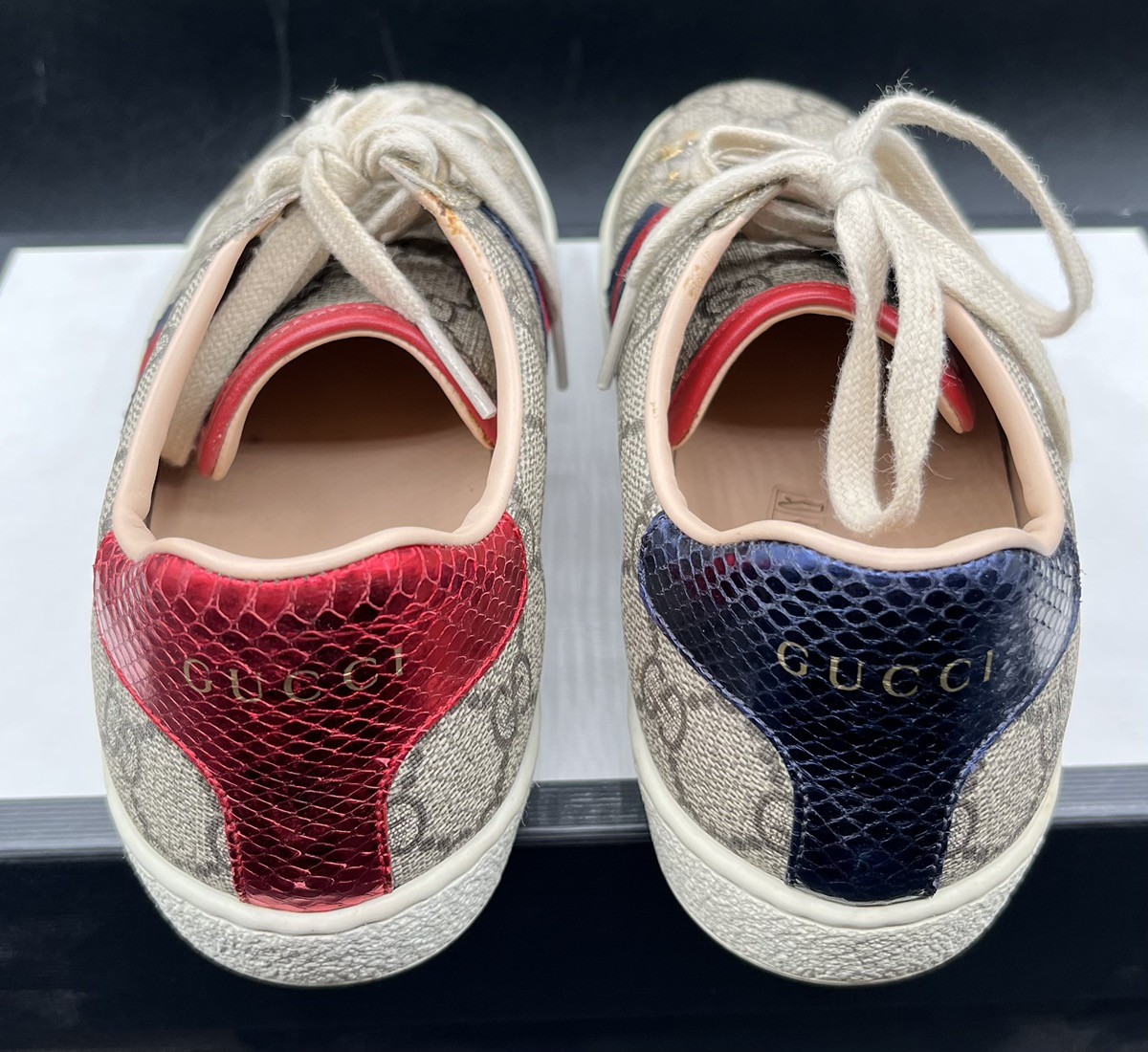 GUCCI ACE GG SUPREME SNEAKERS 499410 K2LH0 BEIGE SIZE 35 G (MVP031665)