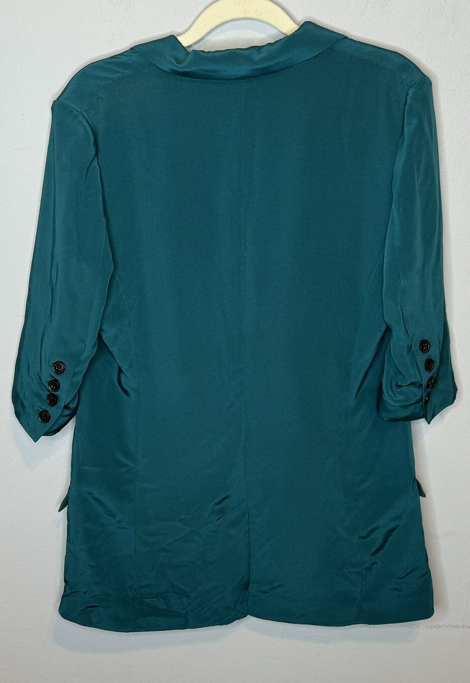Elizabeth And James Essential Crepe Blazer Size 6 Silk 1/2 Sleeve Womens Teal