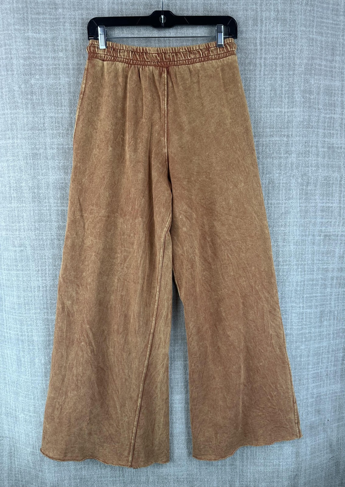 Three Bird Nest Pants Womens S Brown Harem Terry Cotton Pleated Drawstring