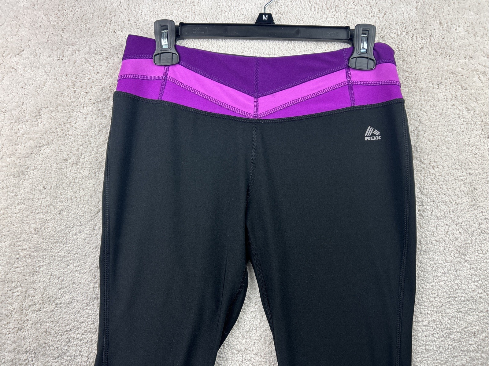 RBX Leggings Black Pink Purple Polyester Spandex Blend Womens Medium Yoga Dance