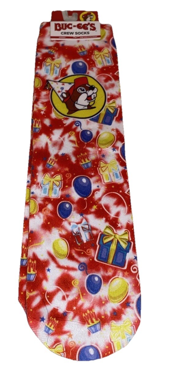 *BUCEES*BIRTHDAY CREW SOCKS*TYE DYE*One Size Fits Most*NEW*UNISEX*Balloons/Gifts