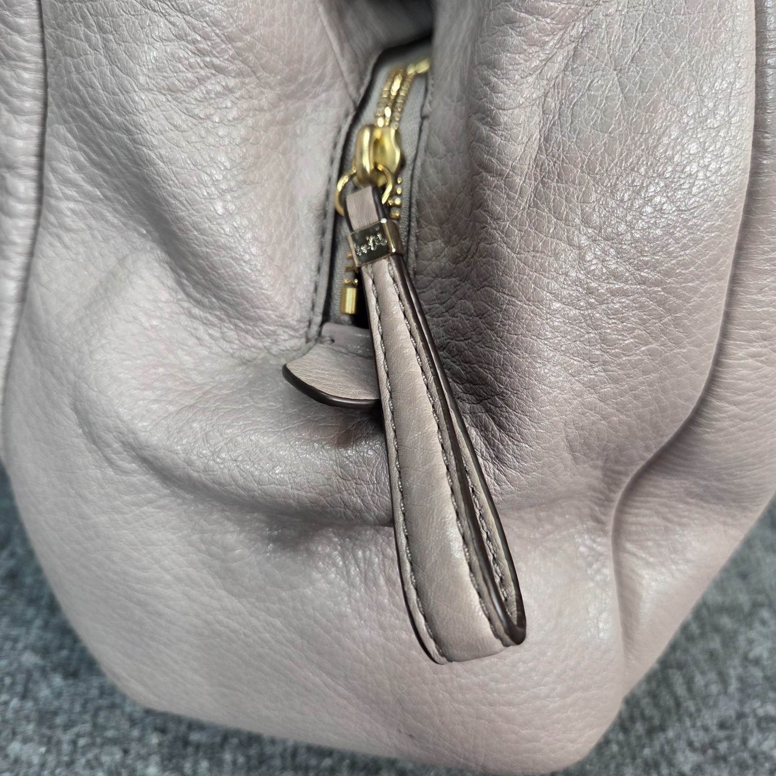 Coach Bag 26224 Madison Pebbled Leather Phoebe Shoulder Bag Taupe Preowned Clean