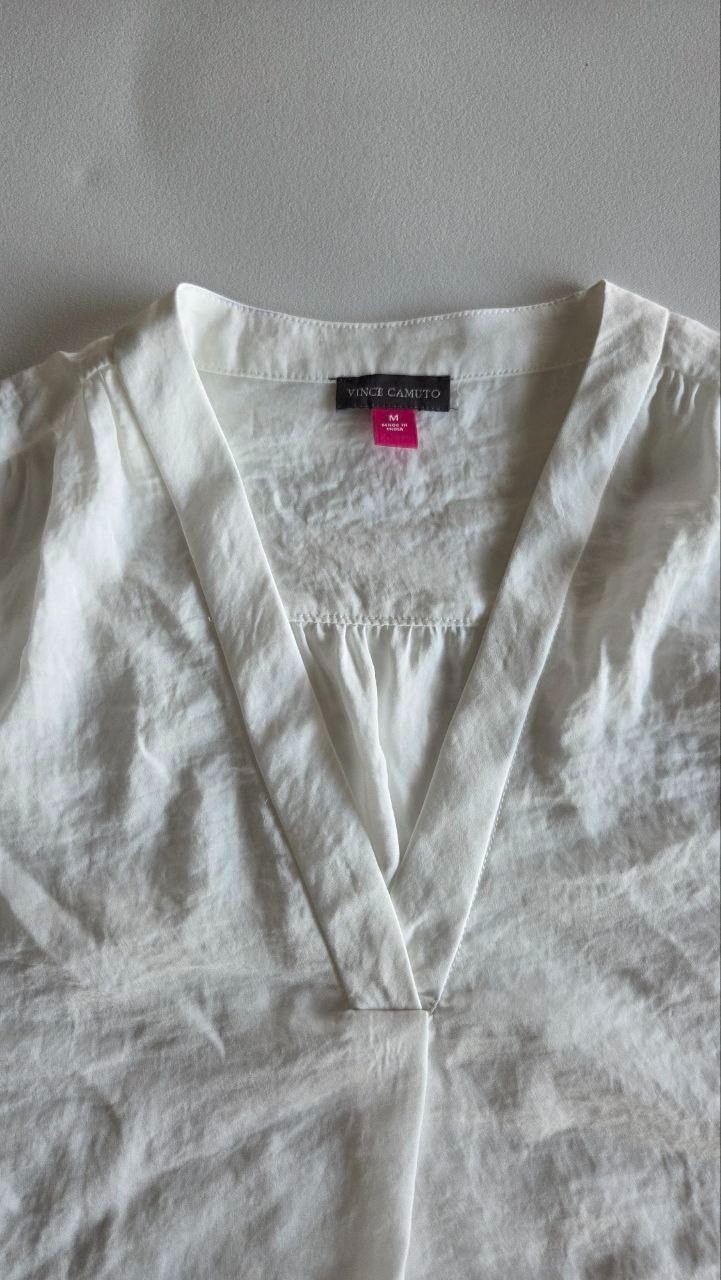 $74 Vince Camuto Women s V-Neck 3/4-Sleeve Blouse New Ivory