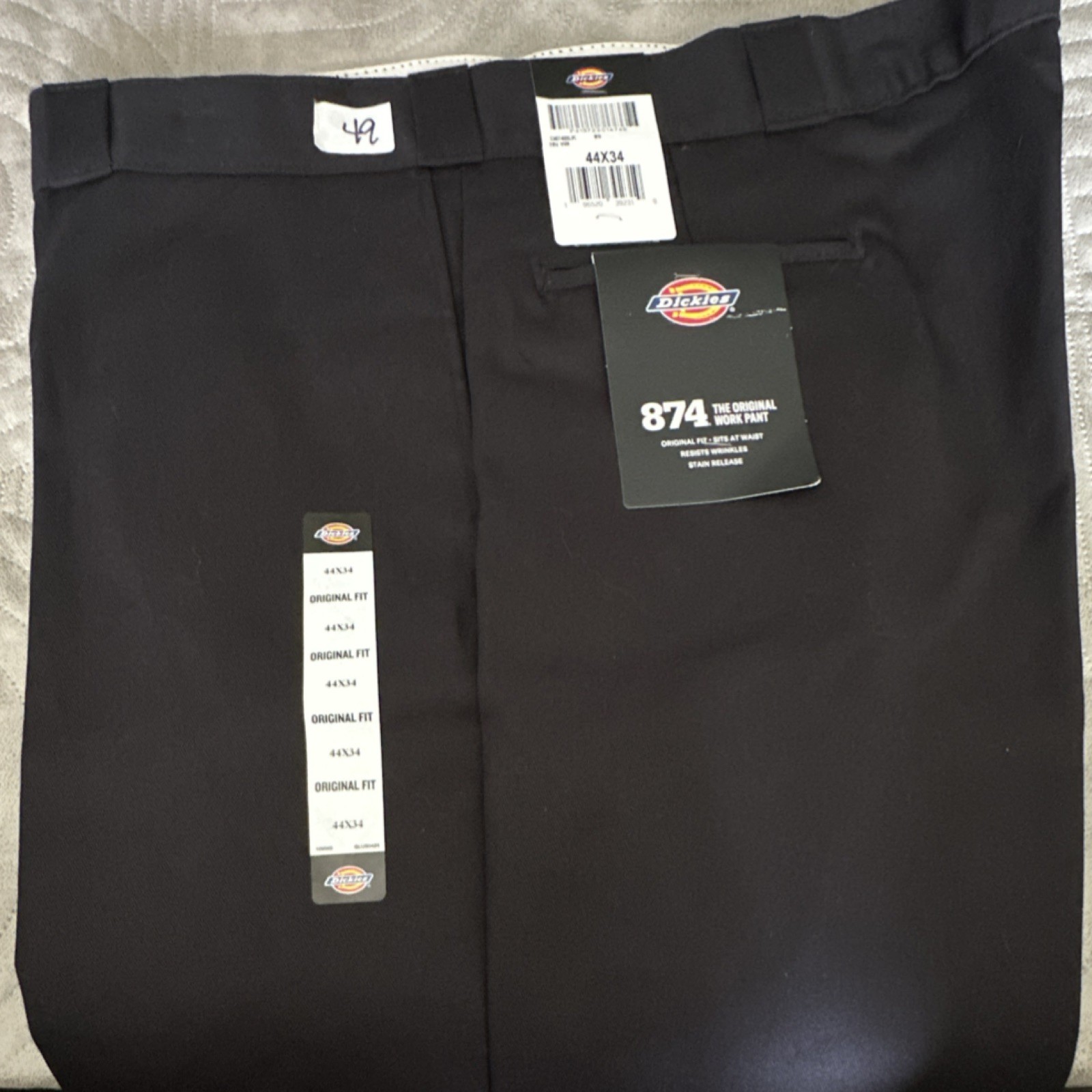 Dickies Original Fit Workwear Pants Black 44×34 Men Resists Wrinkles