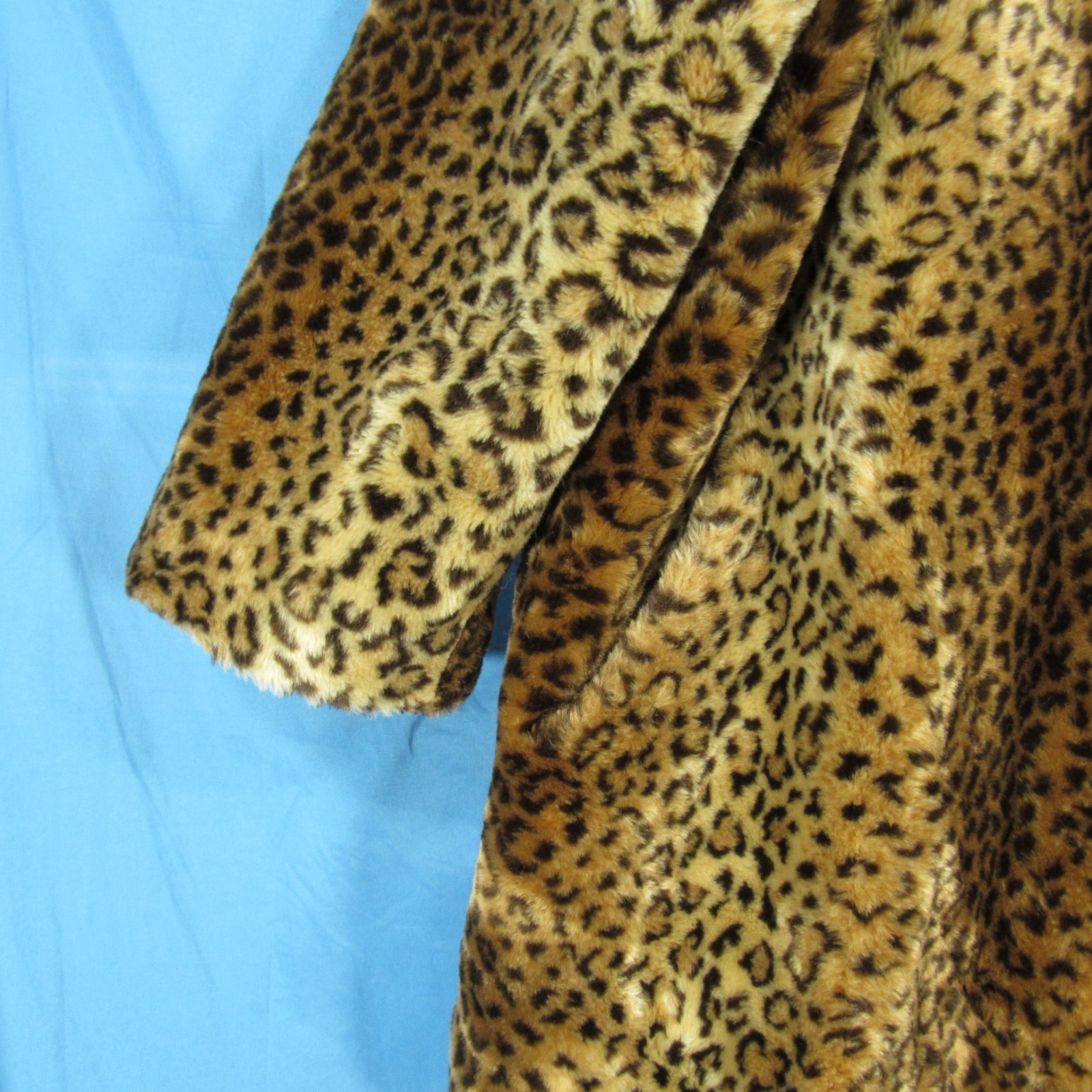 DENNIS BASSO Brown LEOPARD FAUX FUR Zip/Hook & Eye POCKETS Hooded JACKET Sz M