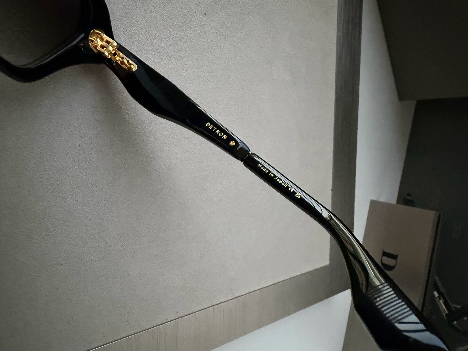 DITA DETRON DTS 459-A-01 Shiny Black Yellow Gold Grey Gradient Lens Sunglasses