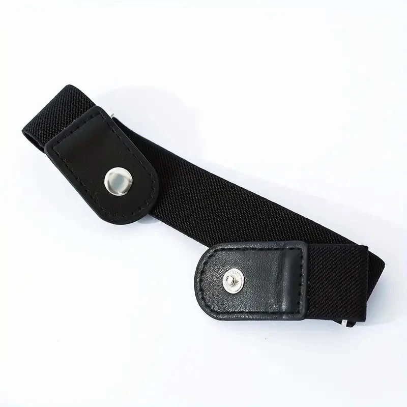 2 Pack No Buckle Elastic Belt Invisible Loop Belt for Jeans Pants