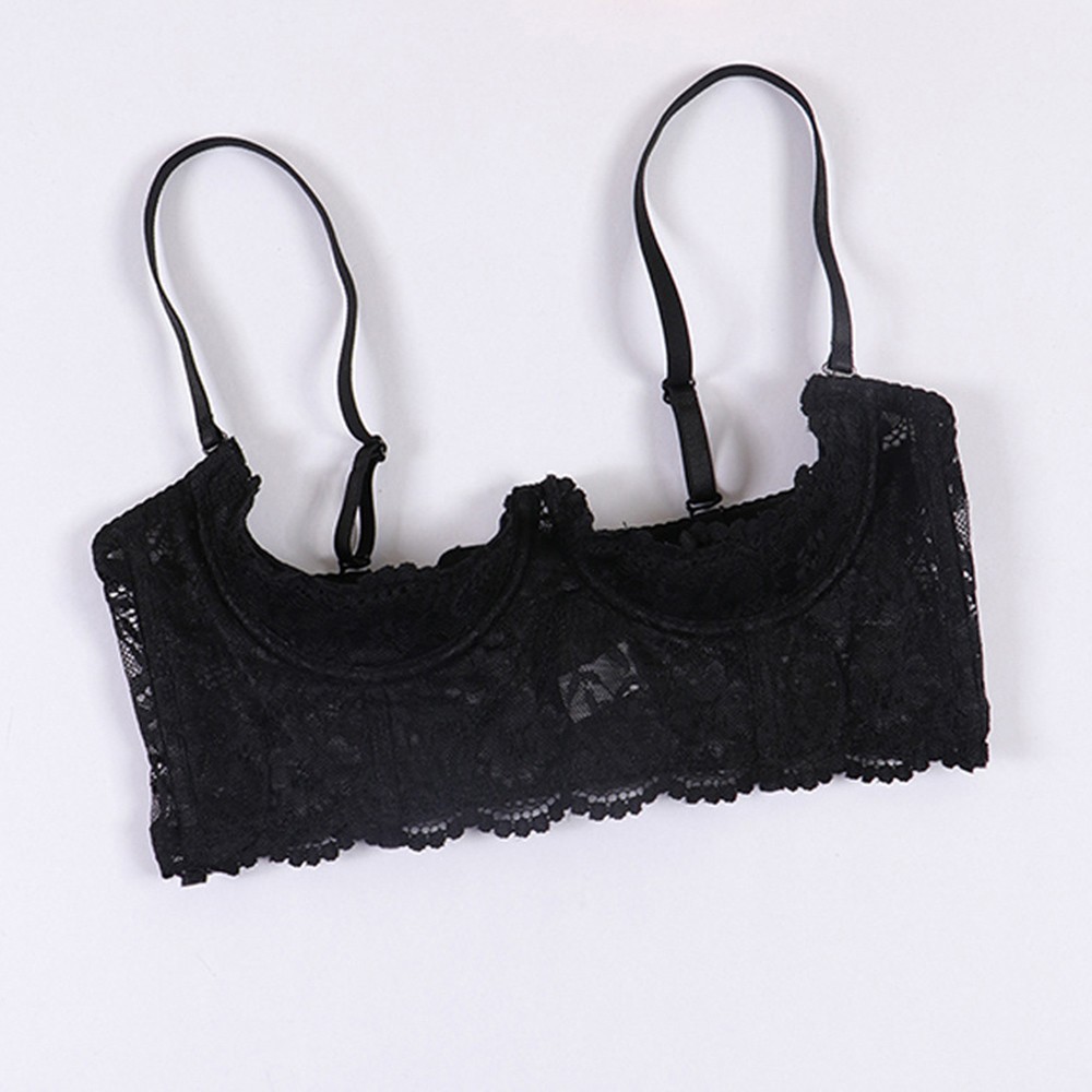 Sexy Womens Cupless Open Bra Bralette Lace Lingerie Underwear Half Cup Bra US