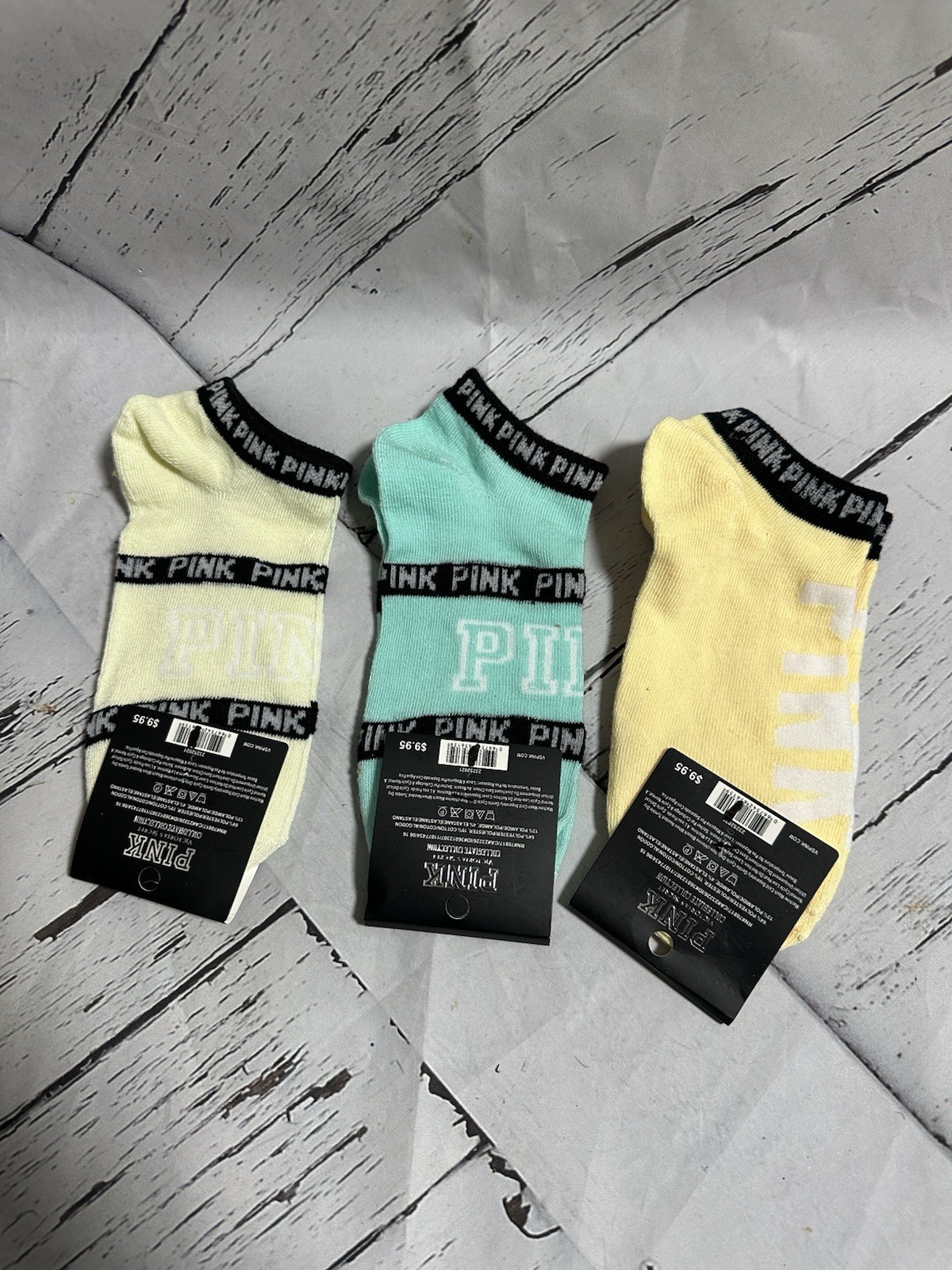 Victoria Secret Pink No Show Socks Collegiate Collection (3 Pairs Lot)