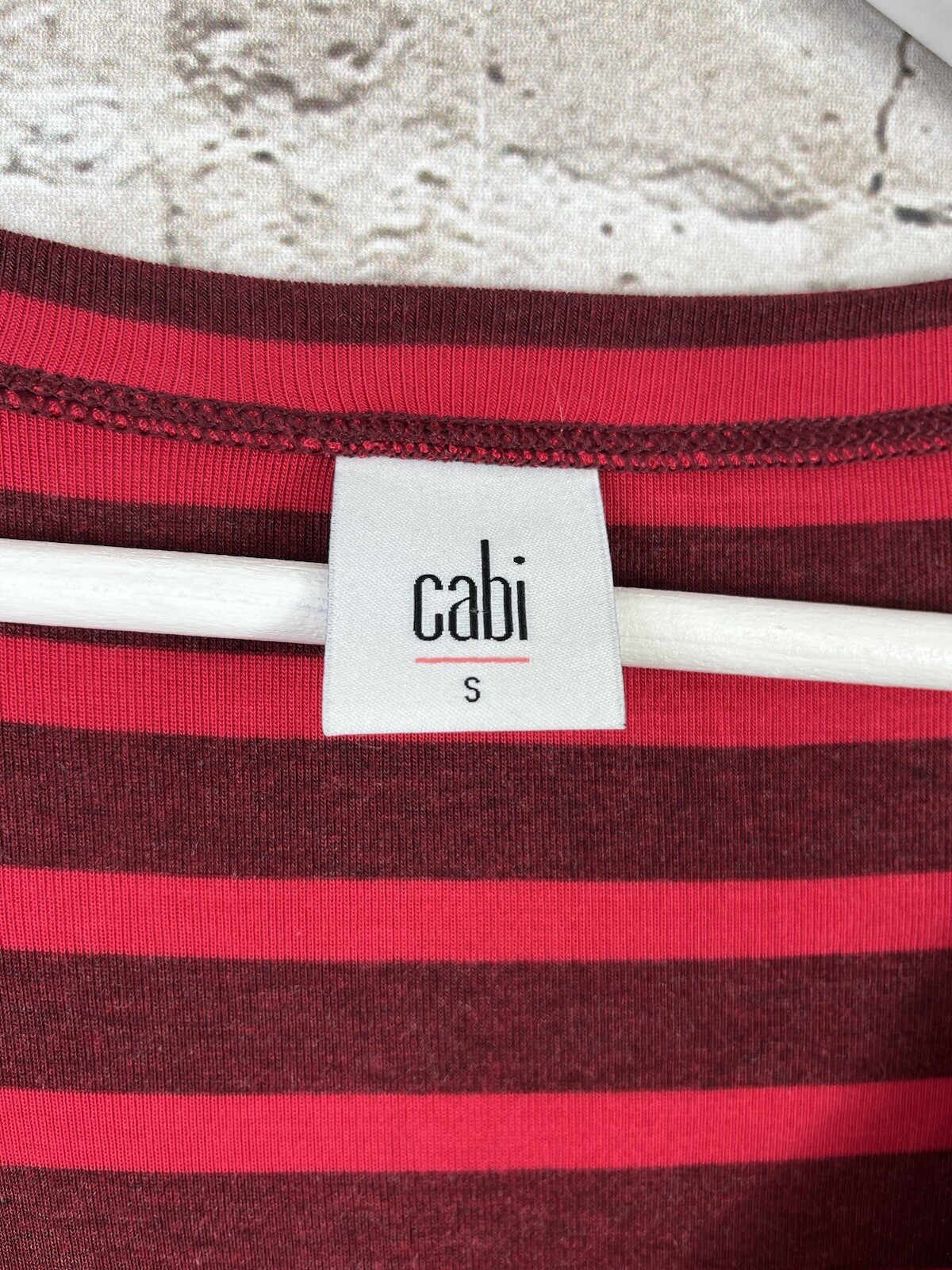 CAbi #3631 Sweet Talk Red Striped Peplum Ruffle Blouse Women’s Size Small