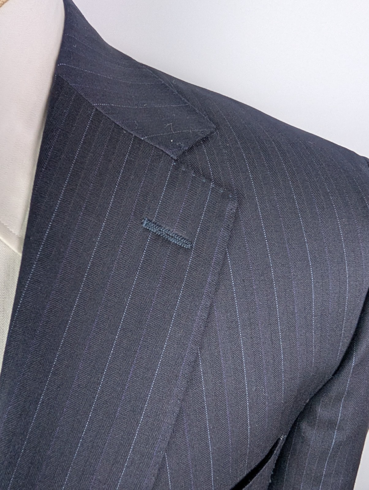 CANALI Suit Wool Navy Blue Stripe Dual Vent Jacket Pants Sz 52R IT 42R US Italy