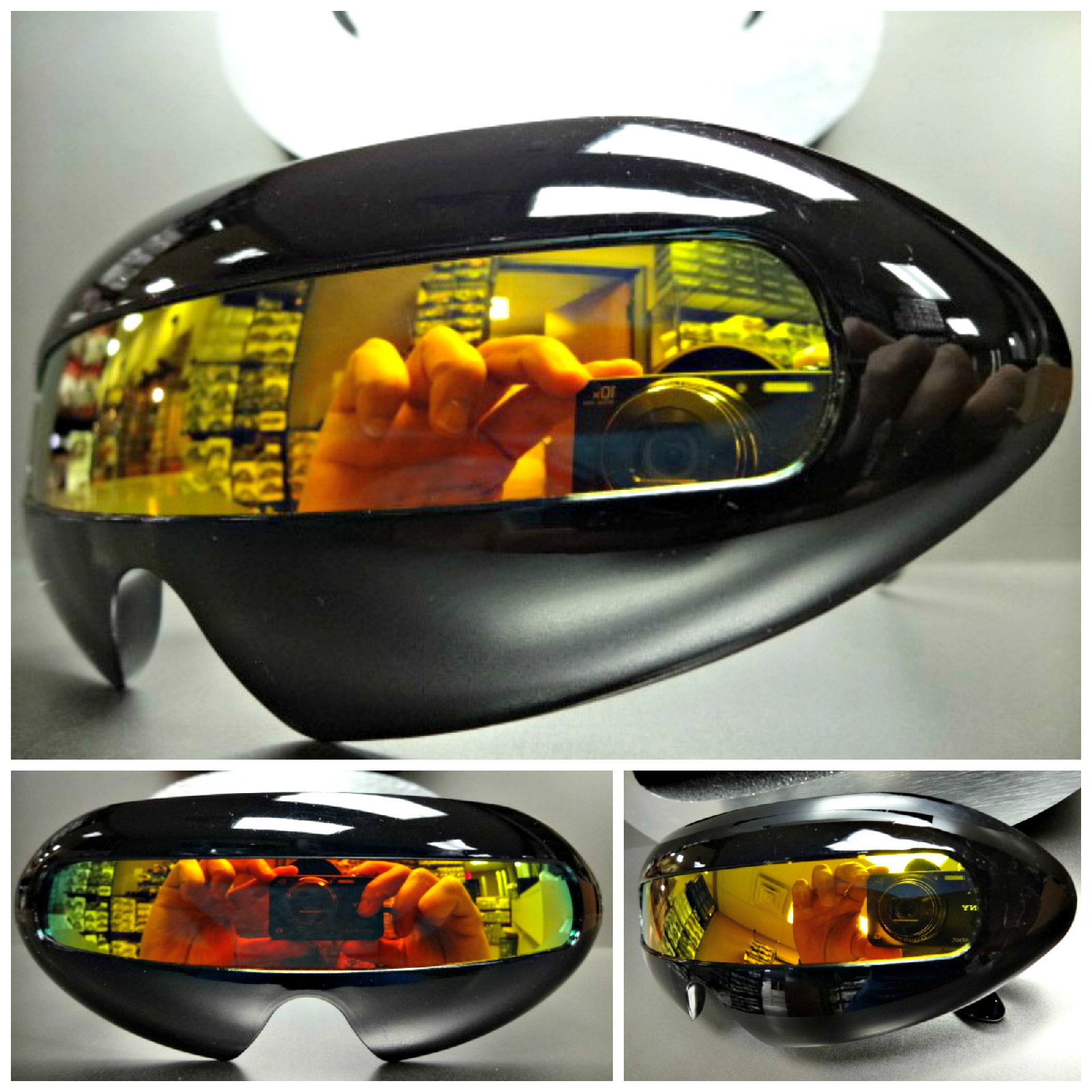 SPACE ROBOT PARTY RAVE COSTUME DJ CYCLOPS FUTURISTIC SHIELD SUN GLASSES Black