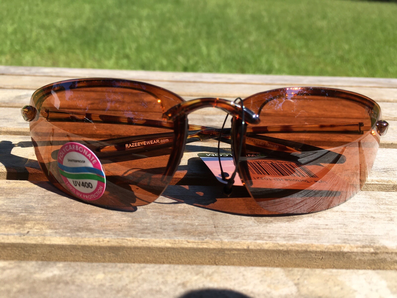 RAZE Eyewear Sunglasses Lyte tortoise shell brown frame Amber lens 10321