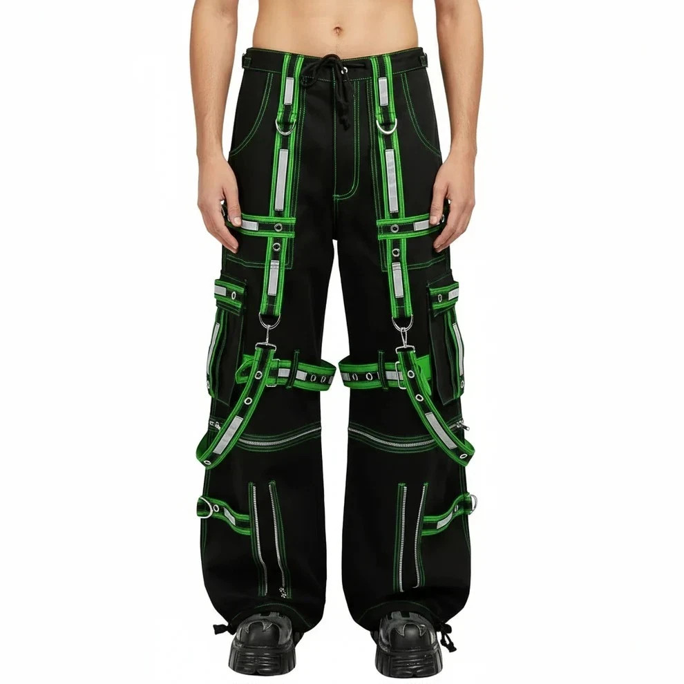 Men’s Extreme Bondage Gothic Electro Reflector Black/Green Pant Shorts Usa