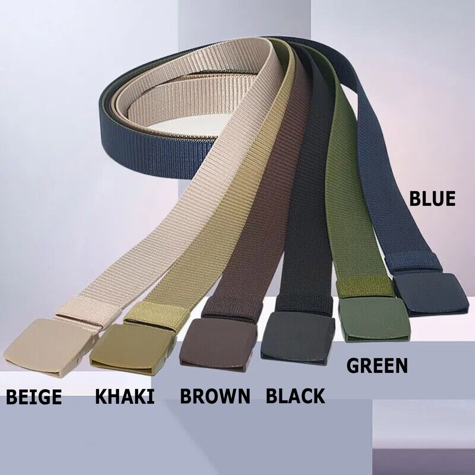 Mens Unisex Canvas Webbing Belt Regular Size Military Style Tactical Buckle Belt