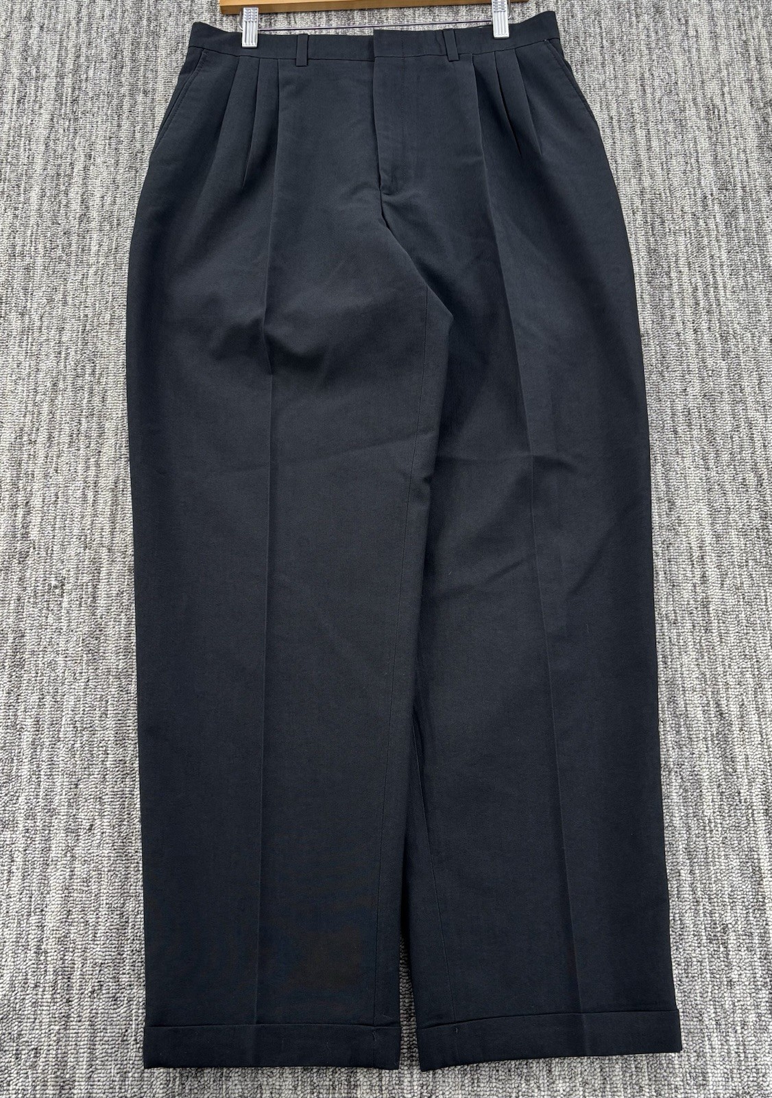 VTG Men’s Loose Relaxed Black Pleated Cuffed Dress Pants 32×31 Talon Zipper