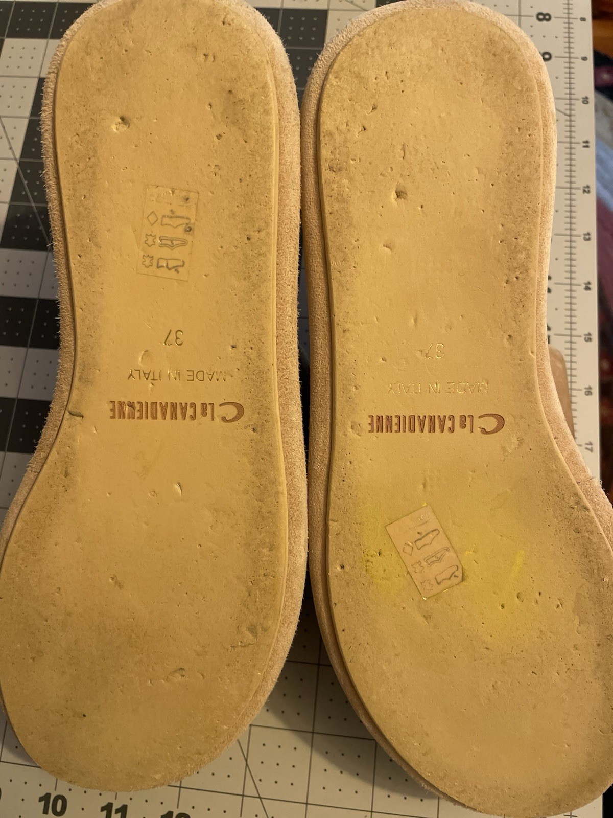 LA CANADIENNE Kyrie Platform Suede Sandals in Sand EU 37 / US 7 Made in Italy