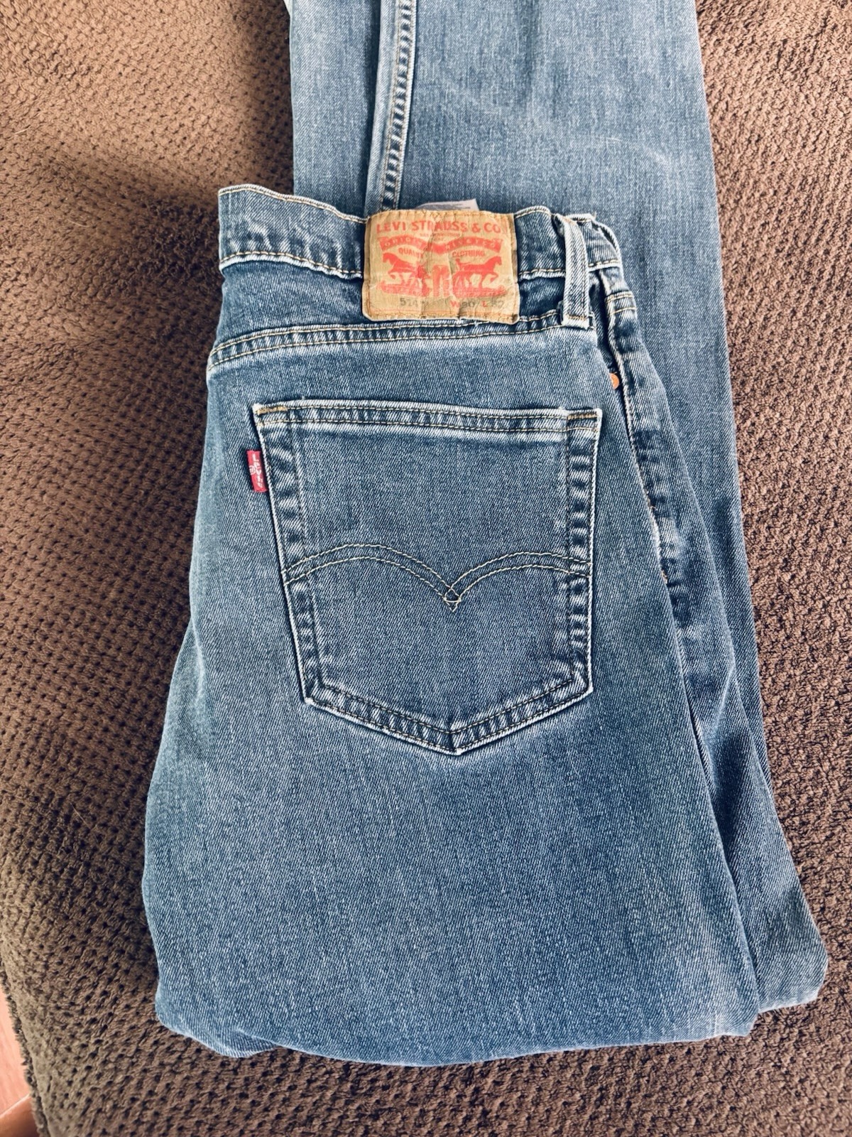 Levis 514 Jeans Mens 30×32 Blue Denim Straight Fit Leg Dark Wash Red Tab