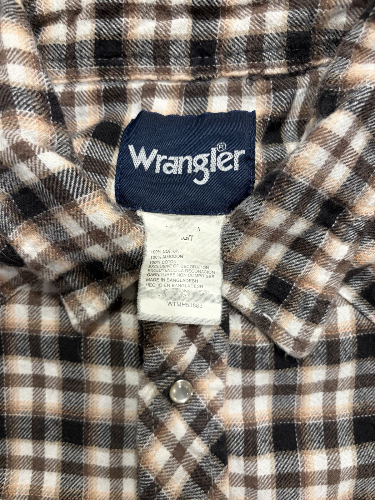 VTG Men’s XL Wrangler Flannel Plaid Shirt
