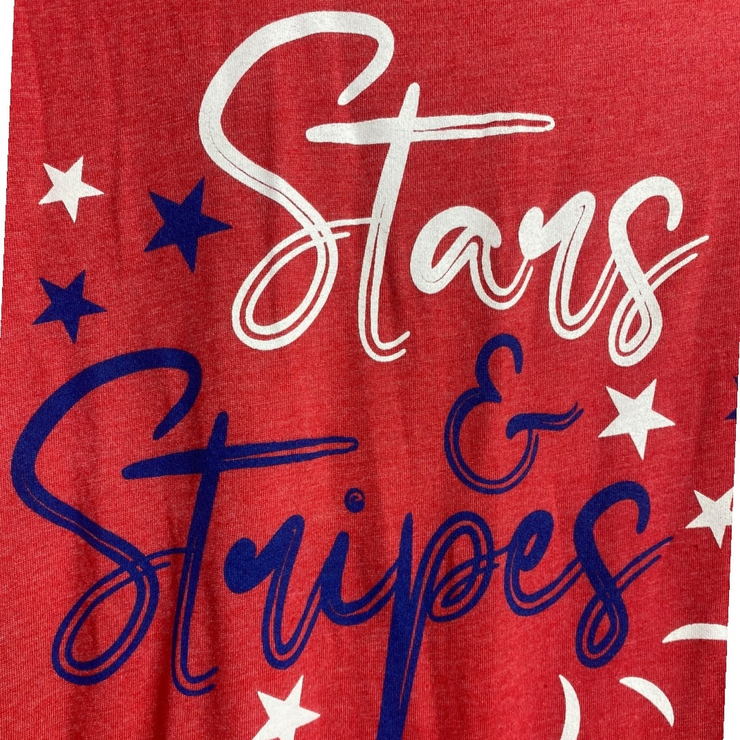 Red Stars & Stripes graphic tee on Bella Canvas Medium