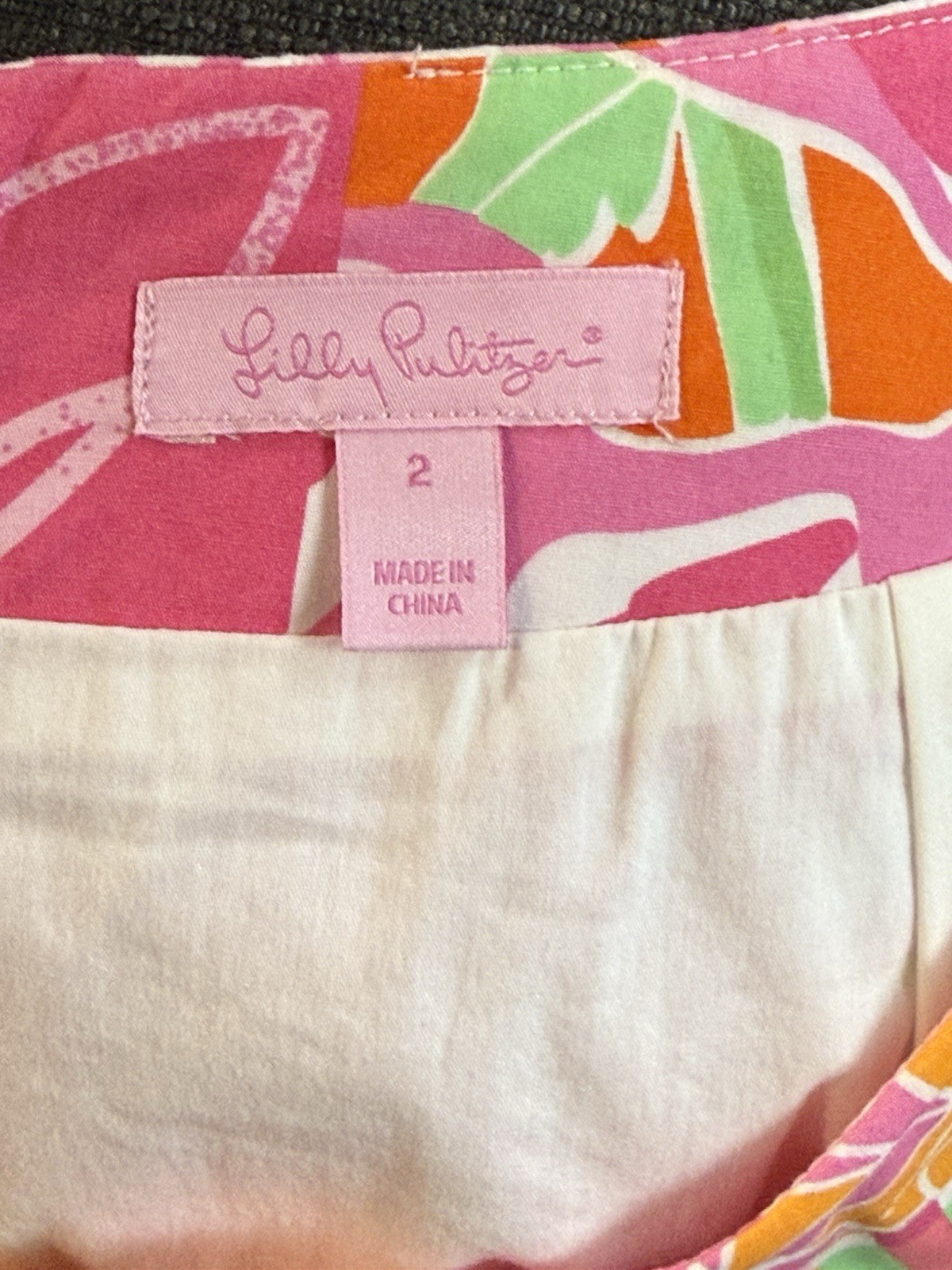 Lilly Pulitzer Patchwork Mini Skirt Size 2 Pink Floral Plaid Preppy Cotton